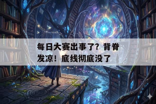 每日大赛出事了？背脊发凉！底线彻底没了